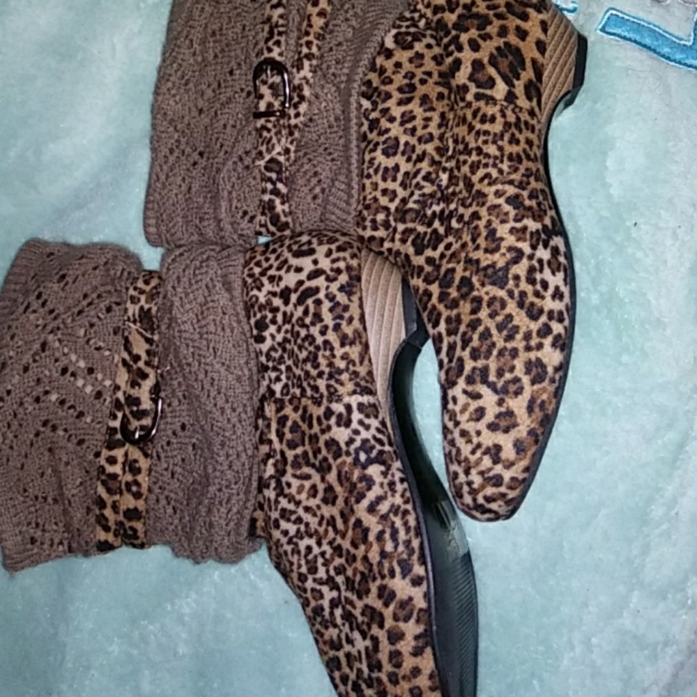 Leopard print booties